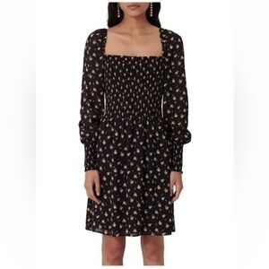 Maje Rithik Smocked Floral Print Dress
